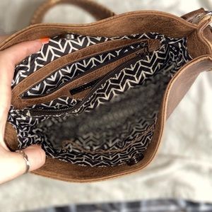 Antik Kraft Brown Vegan Large Crossbody/ Shoulder Bag with Leather Lacing!
